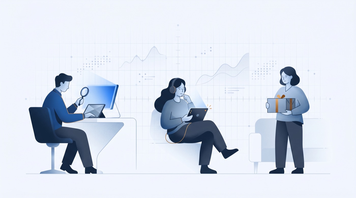 Three categories: a QA worker, a usability tester, and a home panel participant